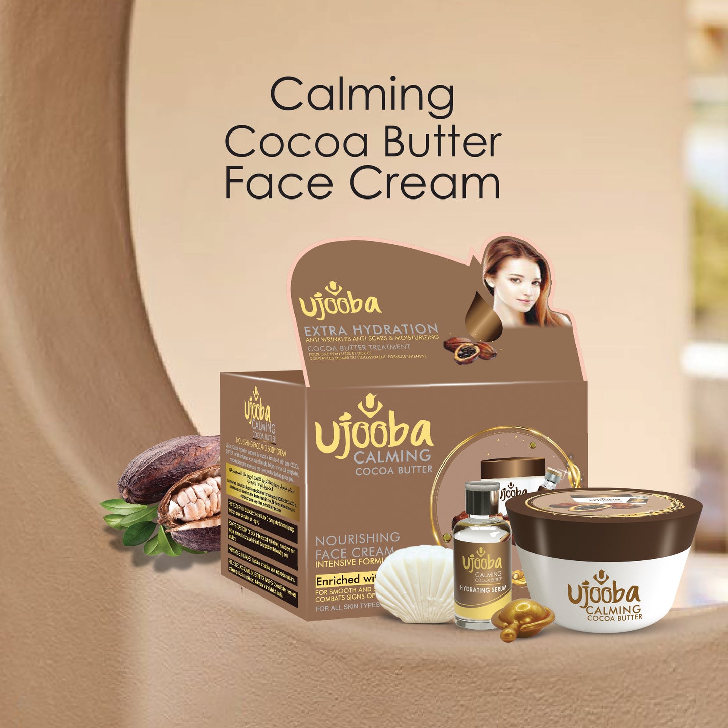 UJOOBA - FACE AND BODY- CALMING COCOA BUTTER - 4 in 1 CREAM -